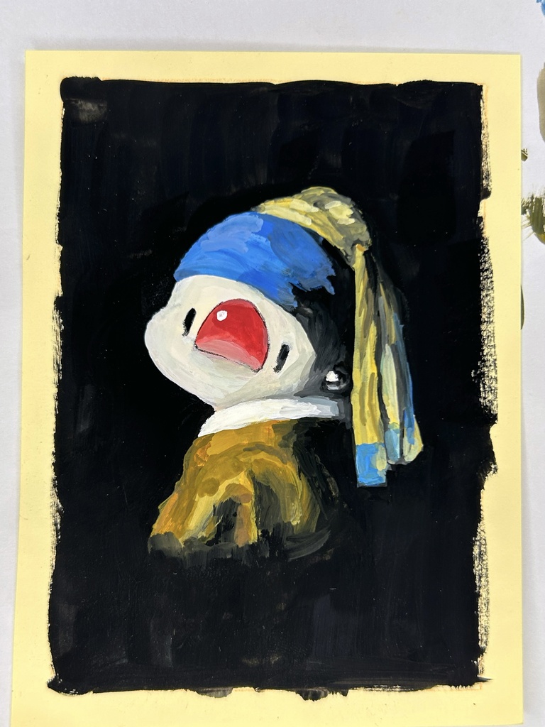 文鳥名画【額付き原画】