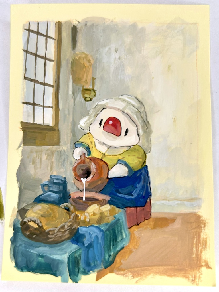 文鳥名画【額付き原画】
