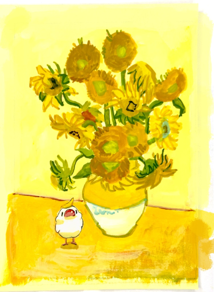 文鳥名画【額付き原画】