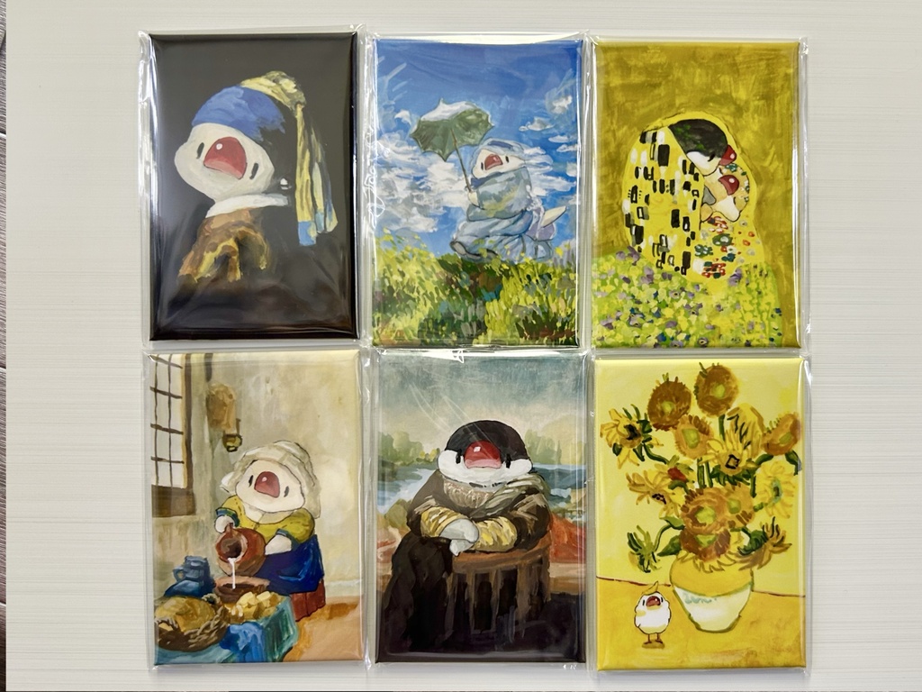文鳥名画【マグネット缶バッジ】