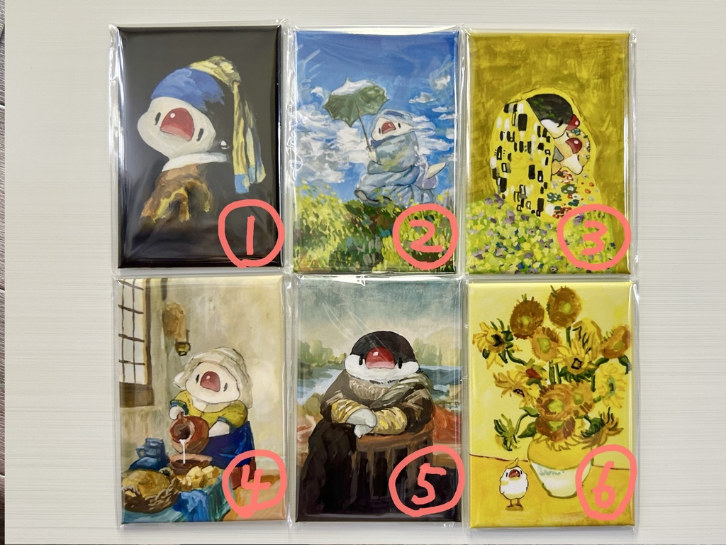 文鳥名画【マグネット缶バッジ】