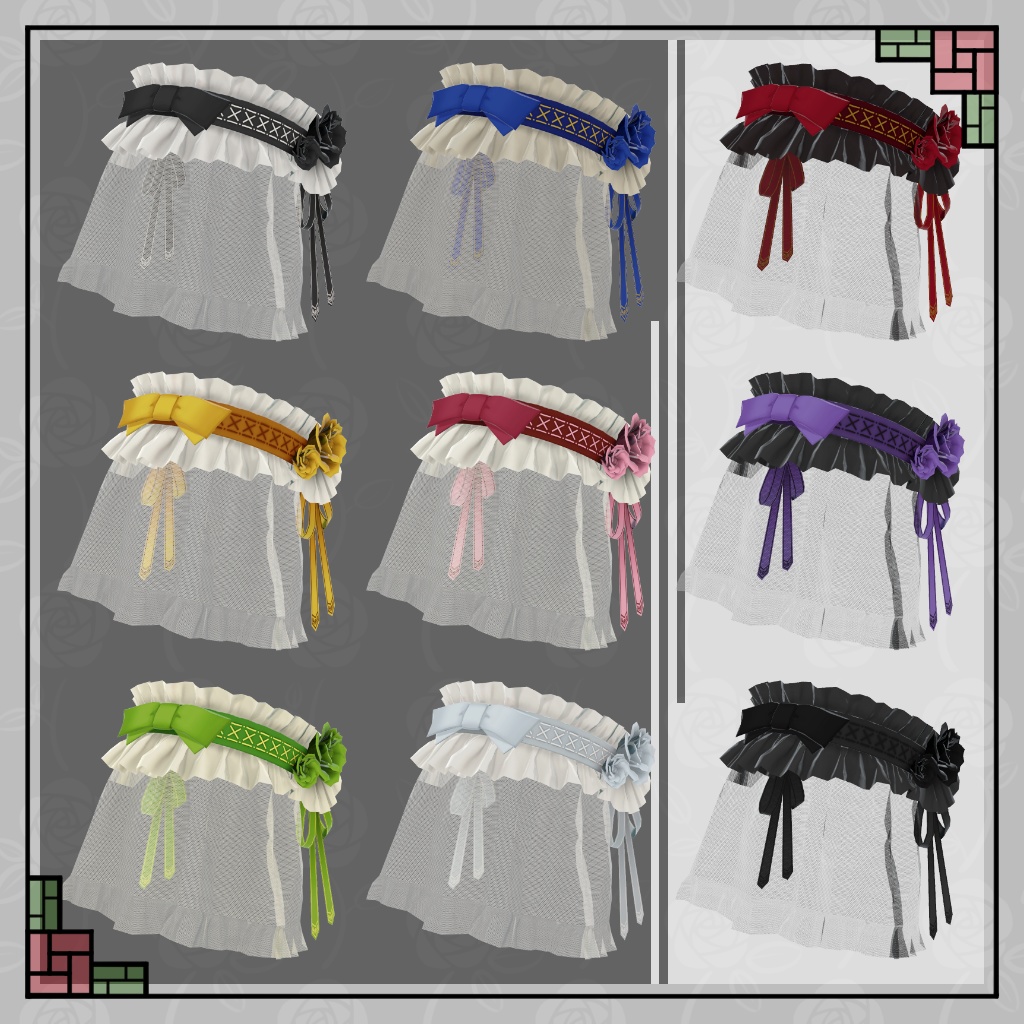 薔薇とリボンのフェイスベール