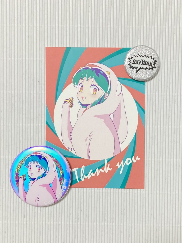 【缶バッジ】🐰運命製造管理局員ラムちゃん➕吹き出しDarling!🐰