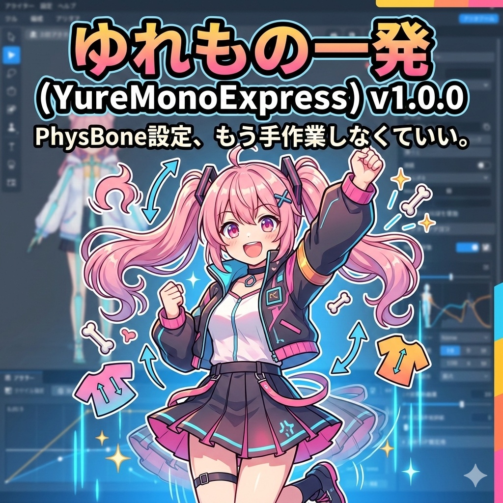 ゆれもの一発 (YureMonoExpress) v1.0.0 PhysBone設定、もう手作業しなくていい。