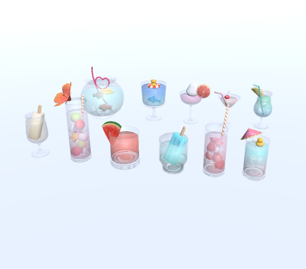 【近日発売】Summer cocktail party 3D model Asset