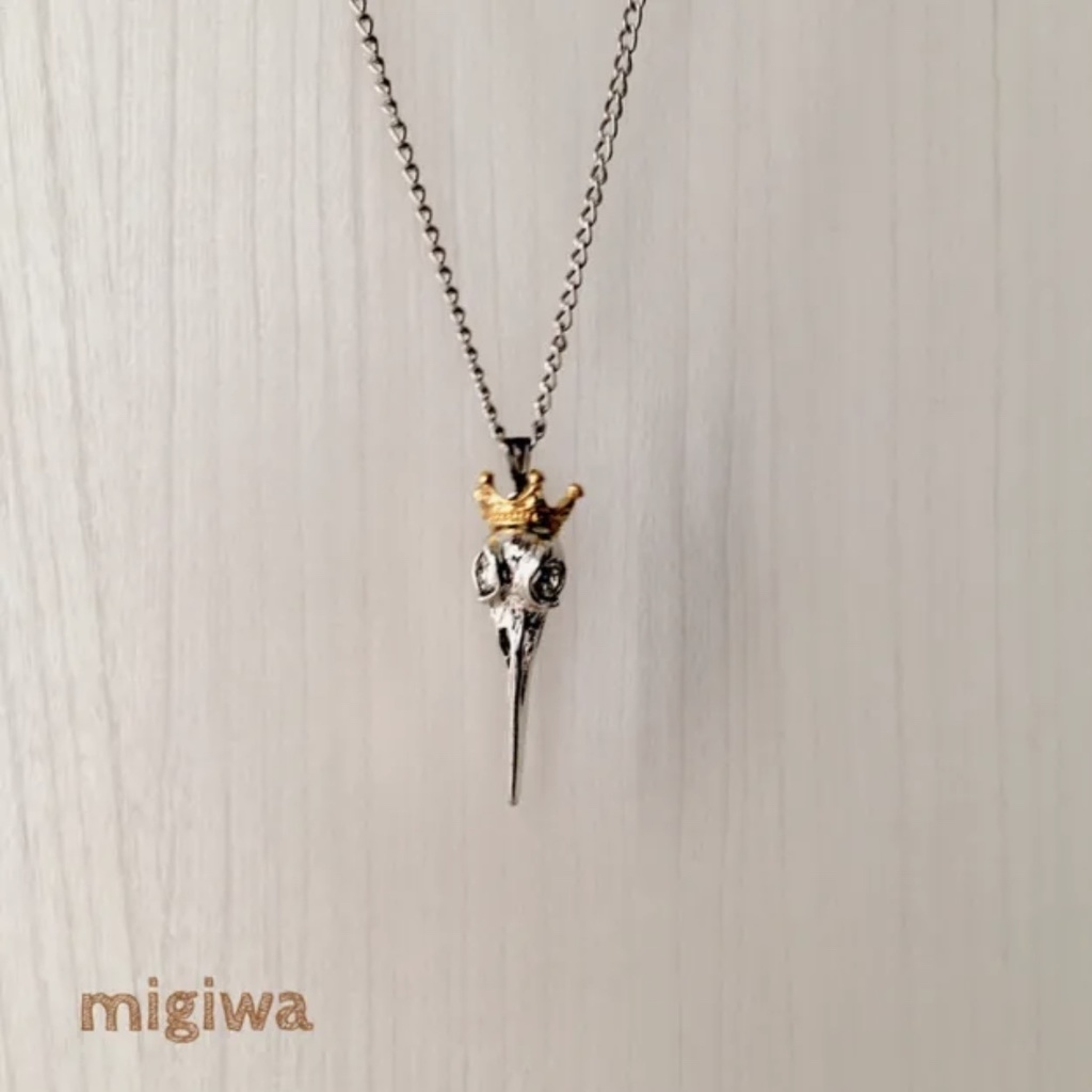 バードスカルの王冠付き2wayペンダント