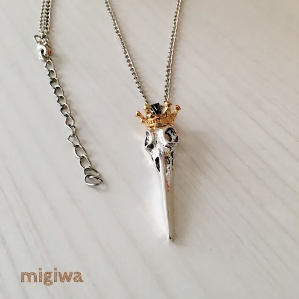 バードスカルの王冠付き2wayペンダント