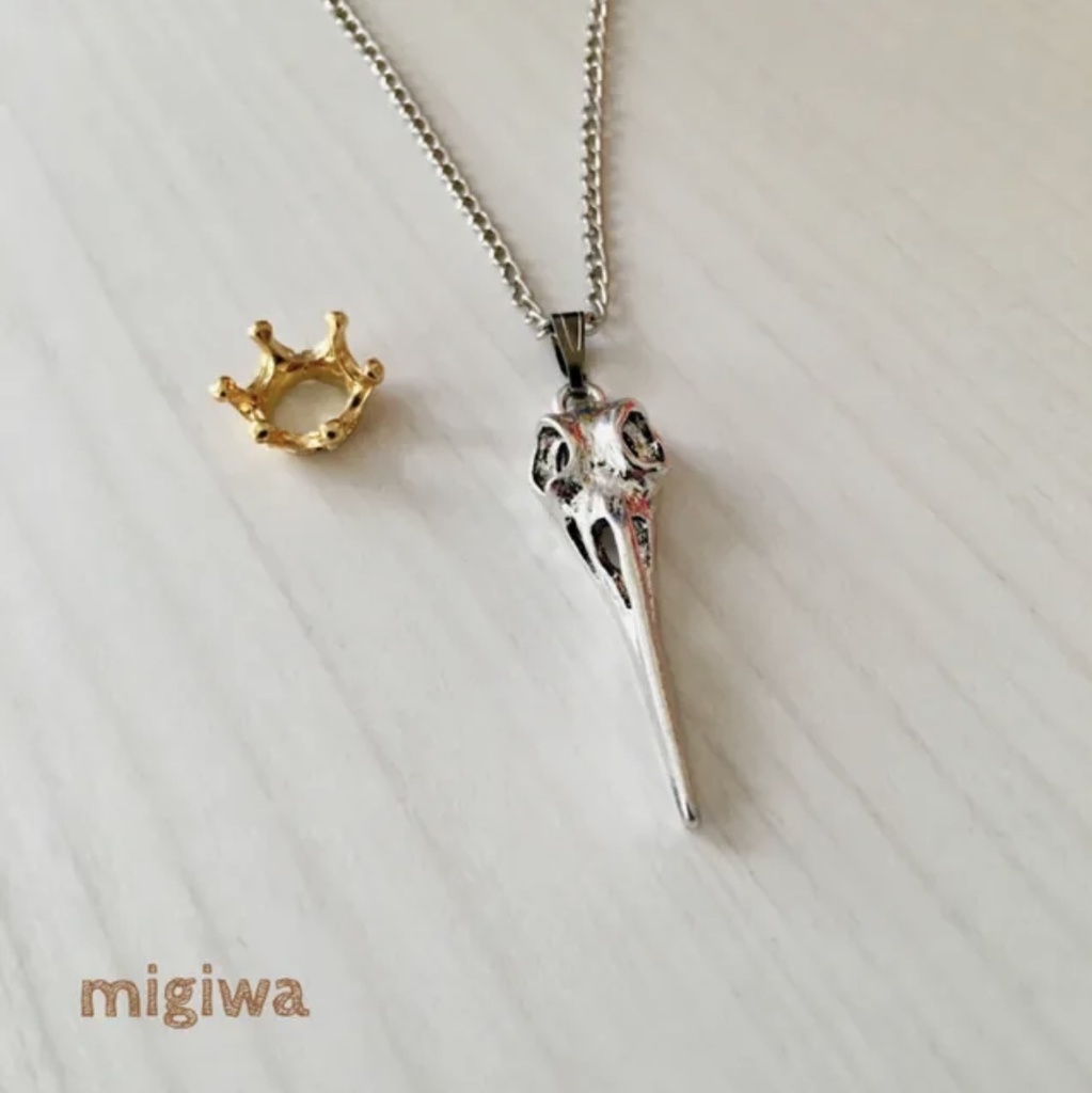 バードスカルの王冠付き2wayペンダント
