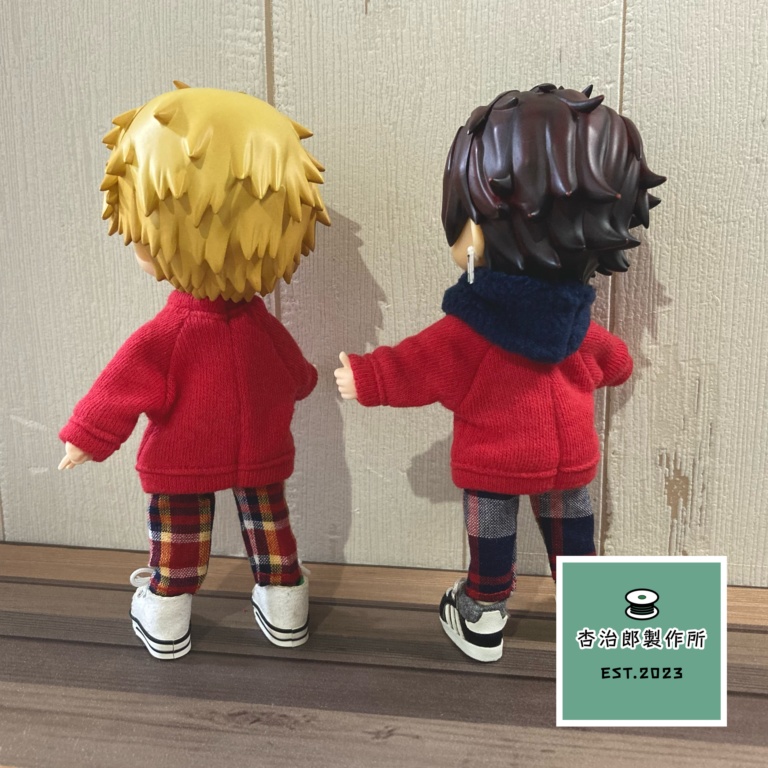 迎春🎍紅トレーナー＆チェックパンツ＆スヌード