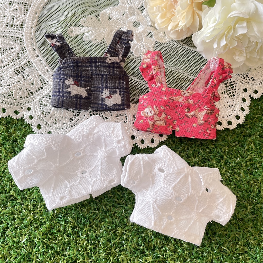 【10cmぬい】サロペット&レースブラウス