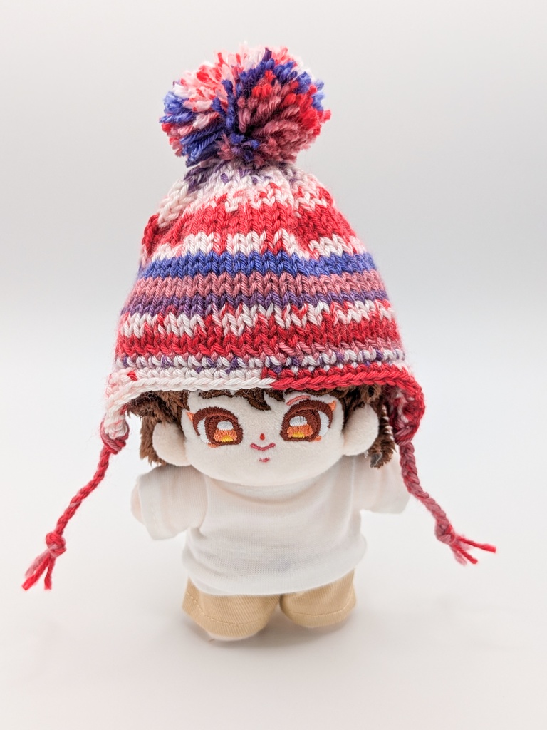 10センチぬい用　耳当て付きニット帽