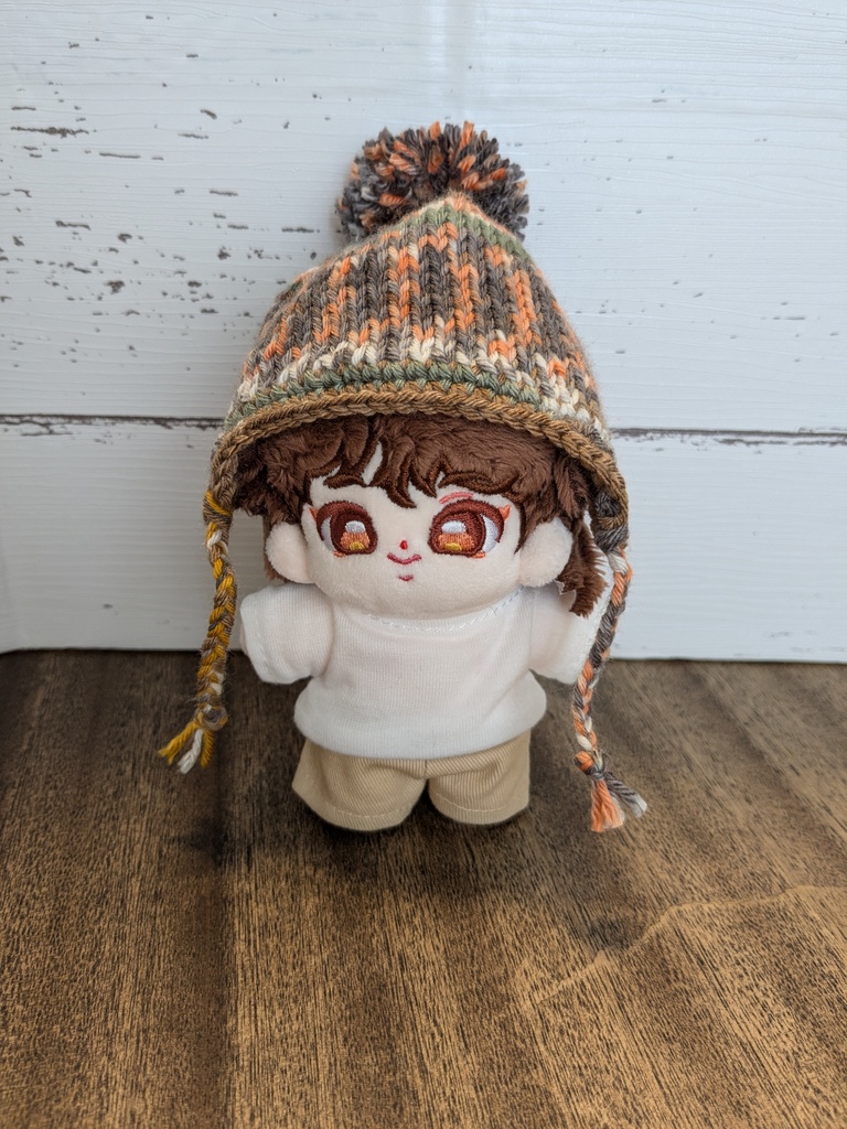 10センチぬい用　耳当て付きニット帽
