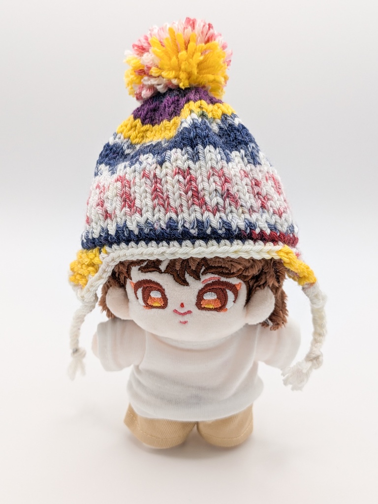 10センチぬい用　耳当て付きニット帽