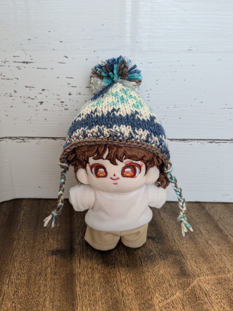 10センチぬい用　耳当て付きニット帽