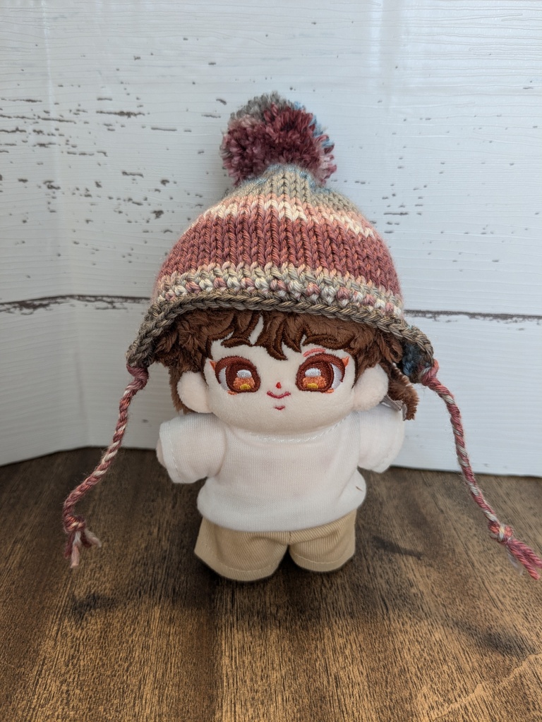 10センチぬい用　耳当て付きニット帽