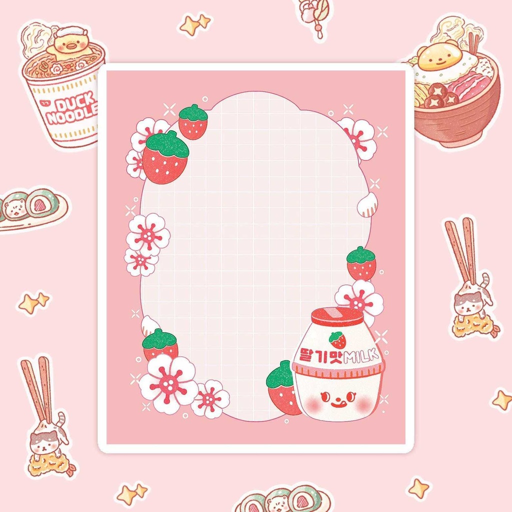 【いちごミルク メモ帳】韓国文具・手帳デコ