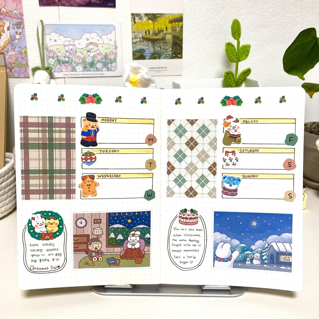 【12枚入りの可愛い冬のイラストステッカー】 手帳デコ・韓国文具