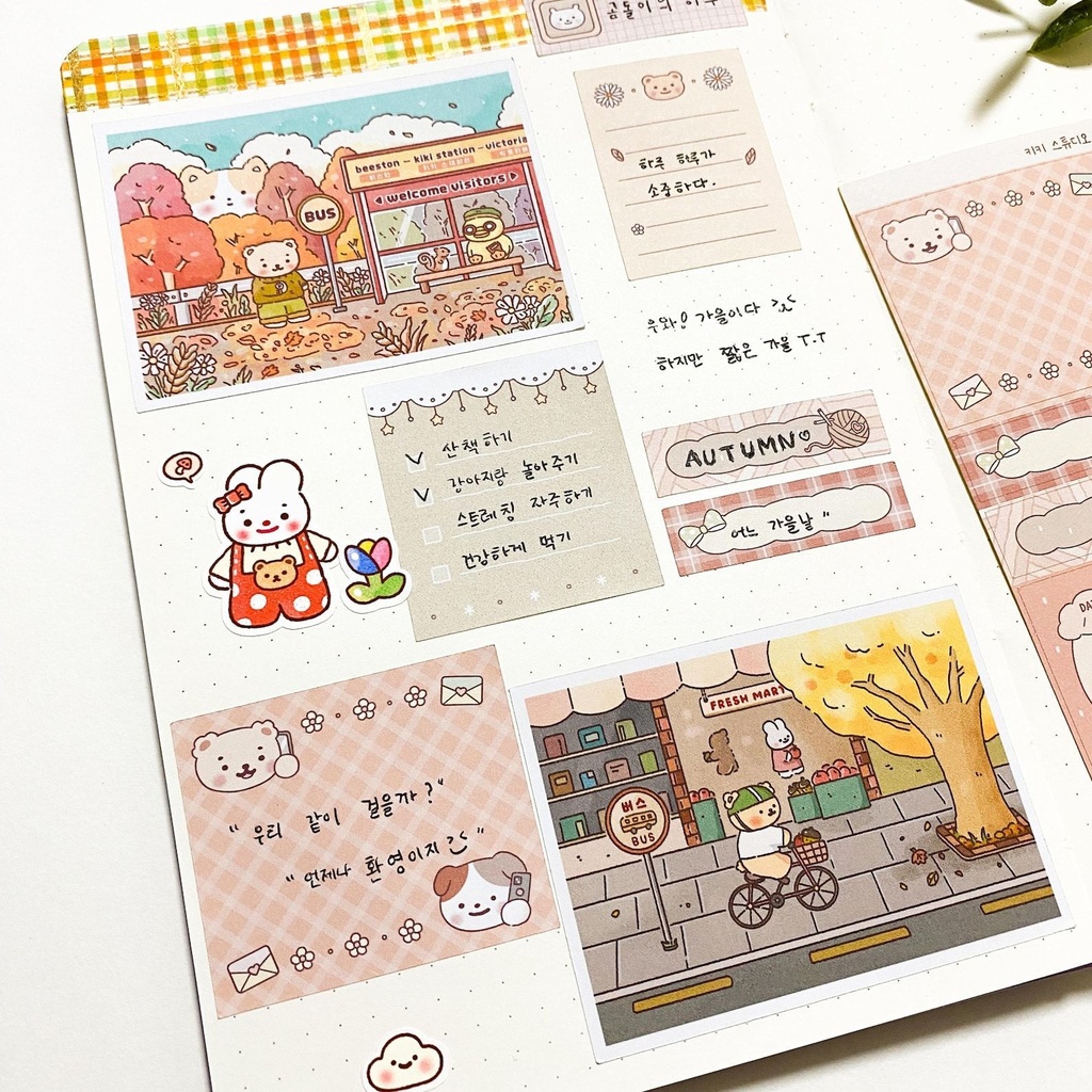 【12枚入りの可愛い冬のイラストステッカー】 手帳デコ・韓国文具