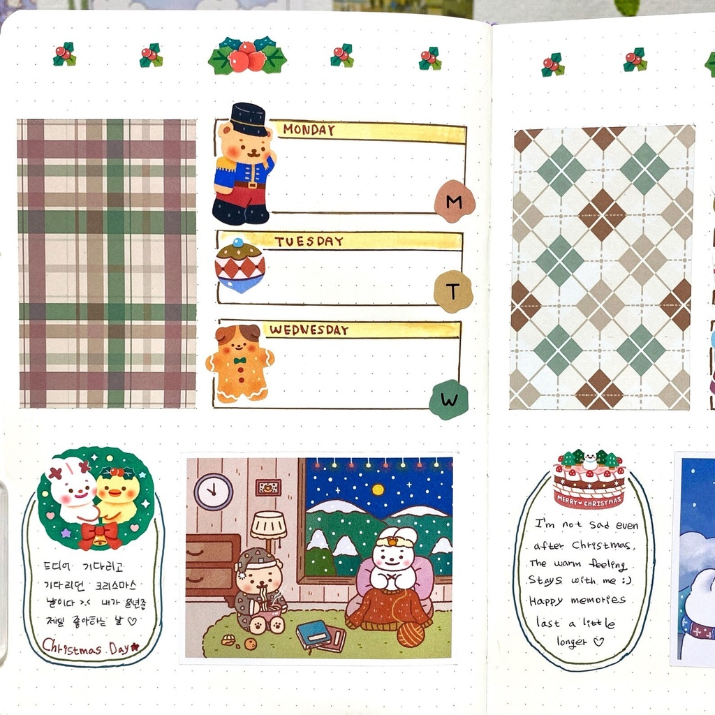 【12枚入りの可愛い冬のイラストステッカー】 手帳デコ・韓国文具