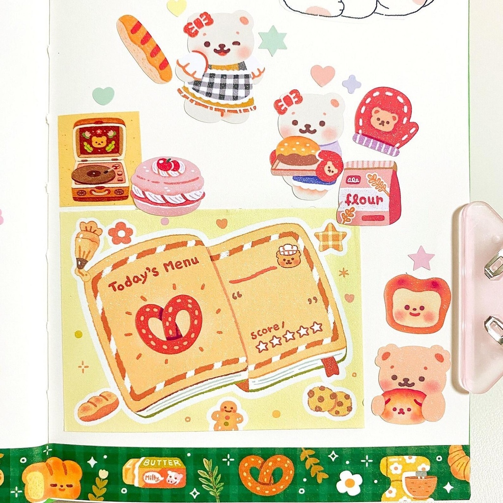 【12枚入りのパーティー&ベーカリーテーマの背景ステッカーパック】 手帳デコ・韓国文具