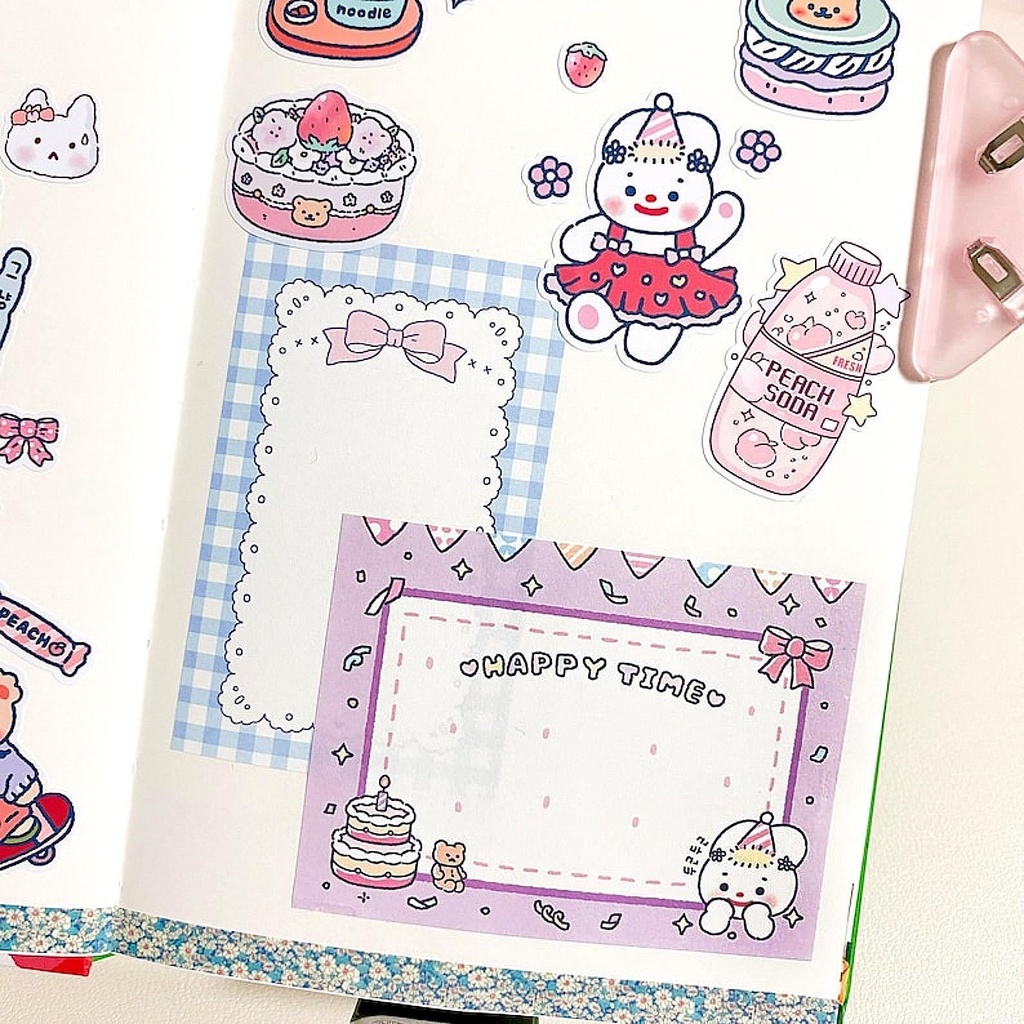 【12枚入りのパーティー&ベーカリーテーマの背景ステッカーパック】 手帳デコ・韓国文具