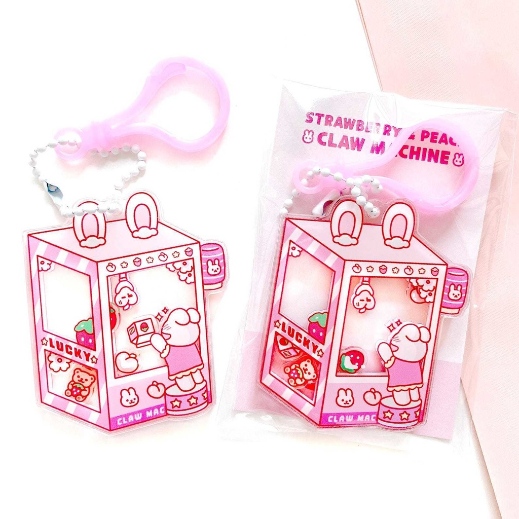 【いちご&桃シェイカーキーホルダー】 アクリルキーホルダー・韓国雑貨