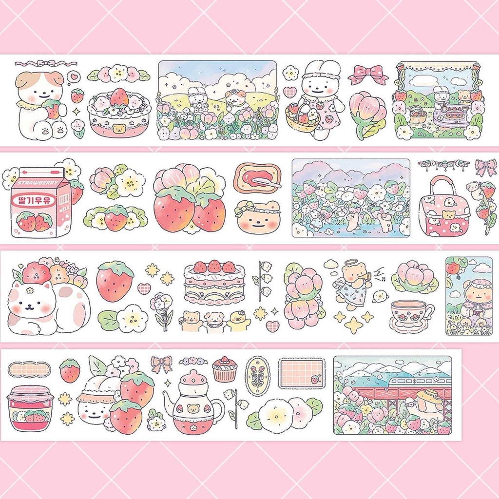 【いちごミルクマスキングテープ】 韓国文具・可愛いシール