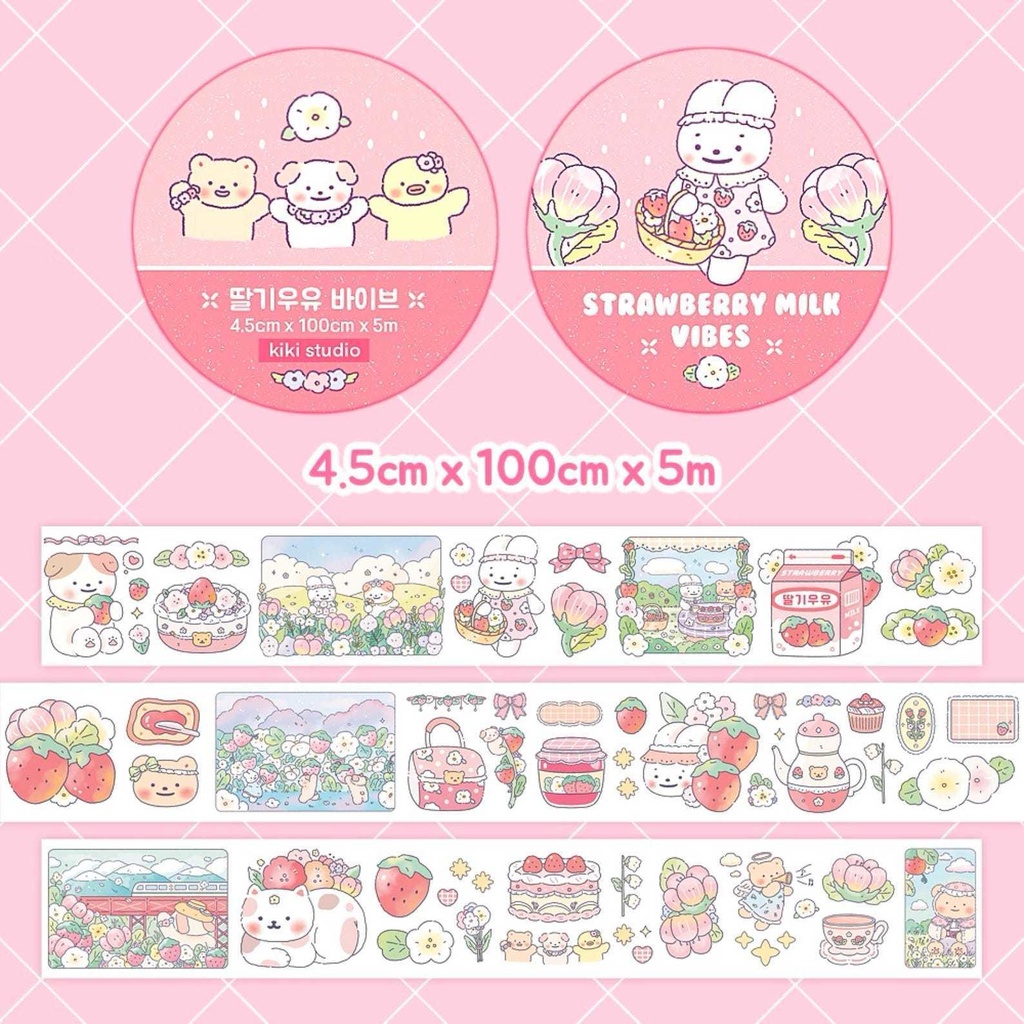 【いちごミルクマスキングテープ】 韓国文具・可愛いシール