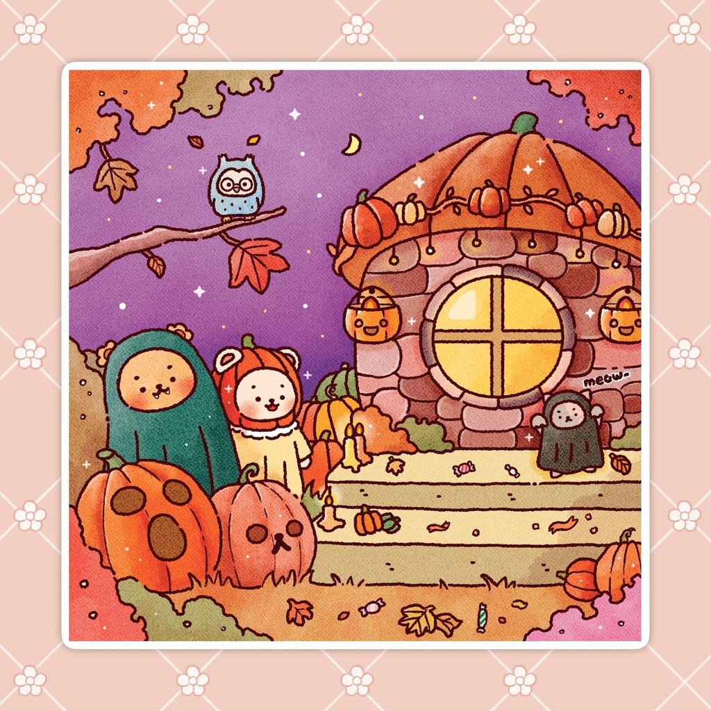 【ハロウィンの夜ポストカード】 韓国文具・手帳デコ