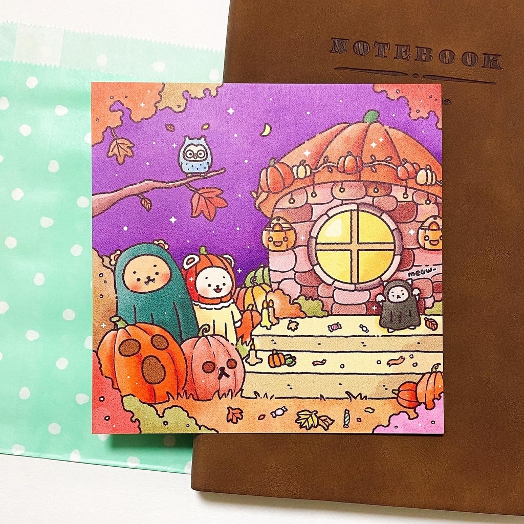 【ハロウィンの夜ポストカード】 韓国文具・手帳デコ