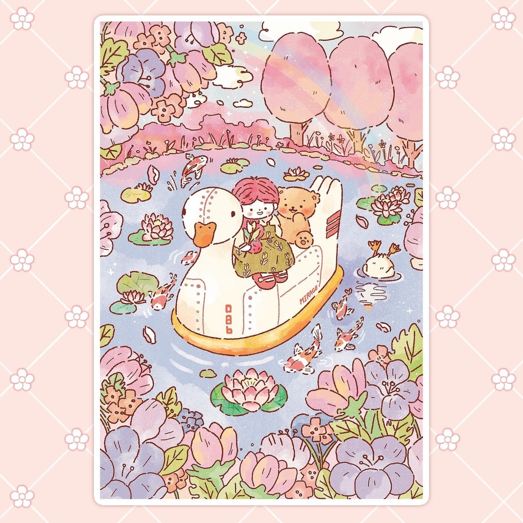 【夢の中のアヒルボートポストカード】 韓国文具・手帳デコ