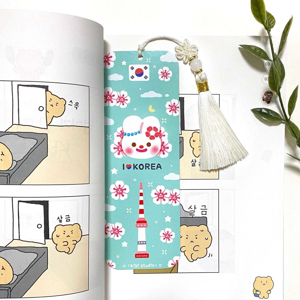 【アイ・ラブ・コリアブックマーク】 両面デザイン, 韓国雑貨、韓国文具