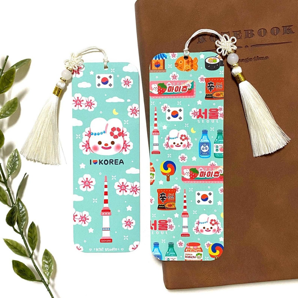【アイ・ラブ・コリアブックマーク】 両面デザイン, 韓国雑貨、韓国文具