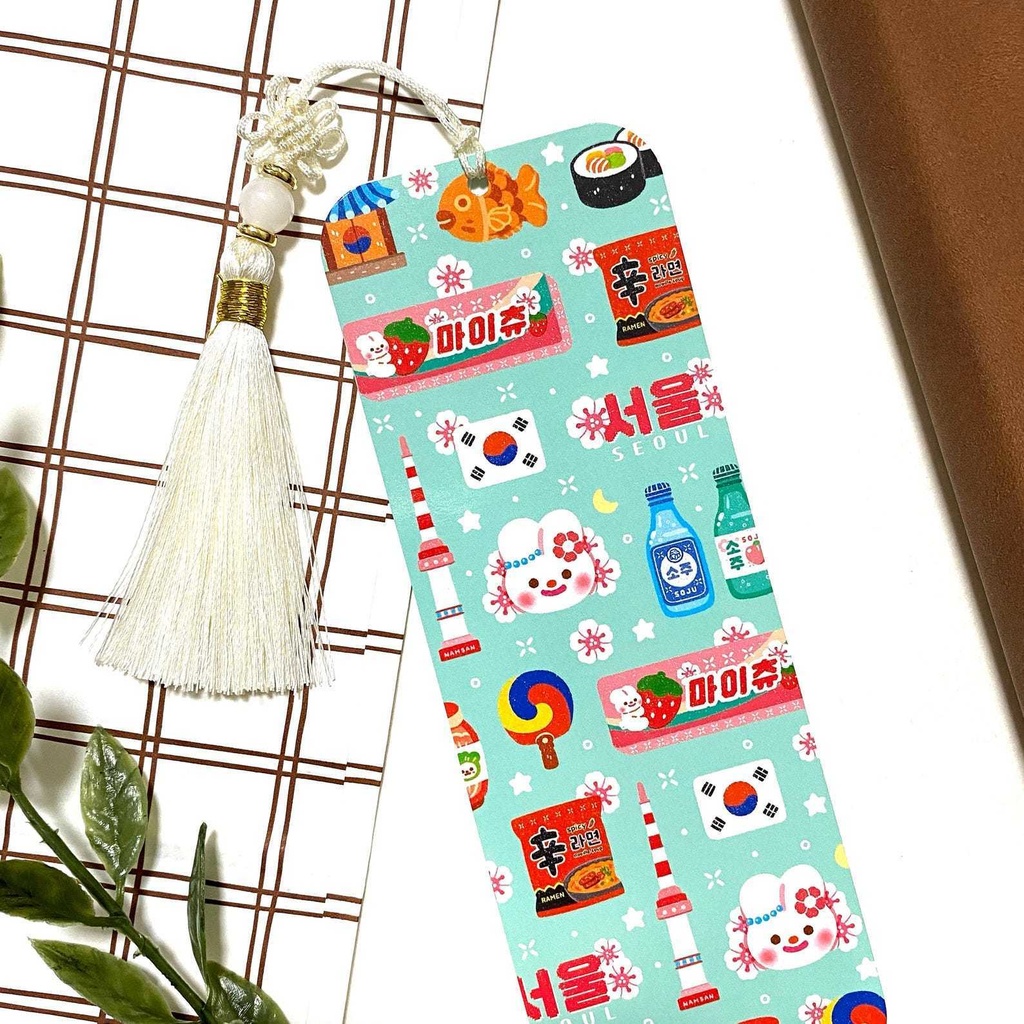 【アイ・ラブ・コリアブックマーク】 両面デザイン, 韓国雑貨、韓国文具