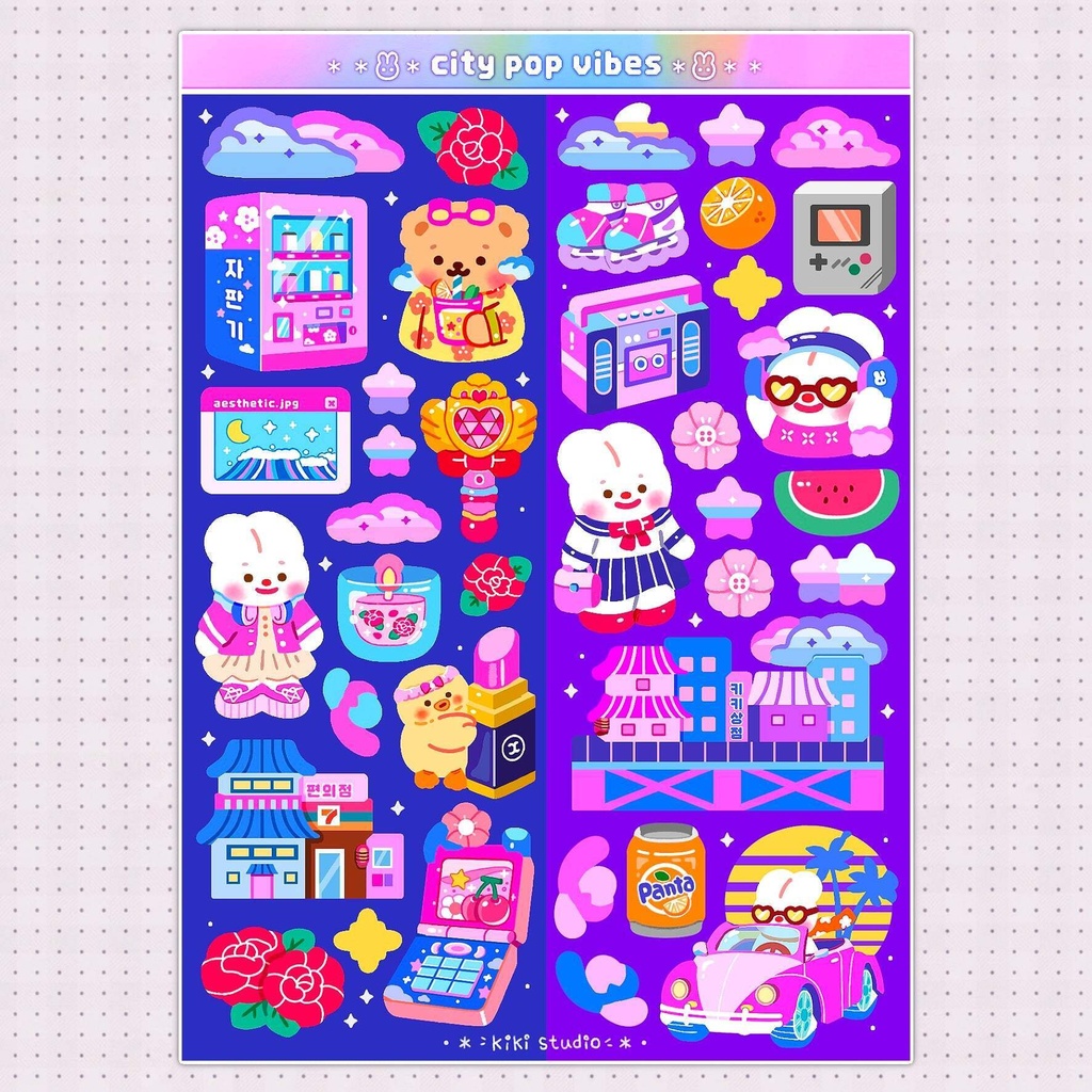 【 City Pop Vibes シールシール】韓国文具・手帳デコ