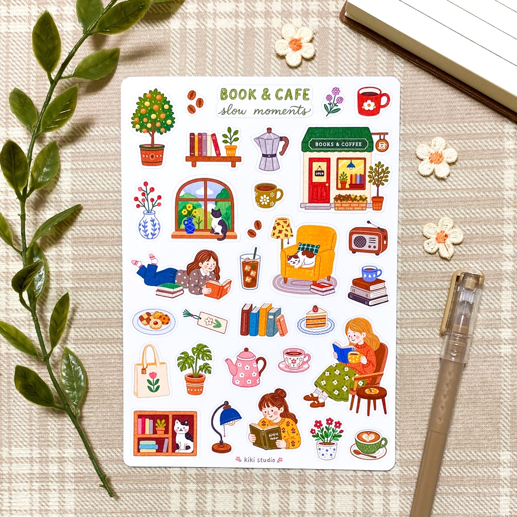 【Book & Cafe Slow Moments シールシール】韓国文具・手帳デコ