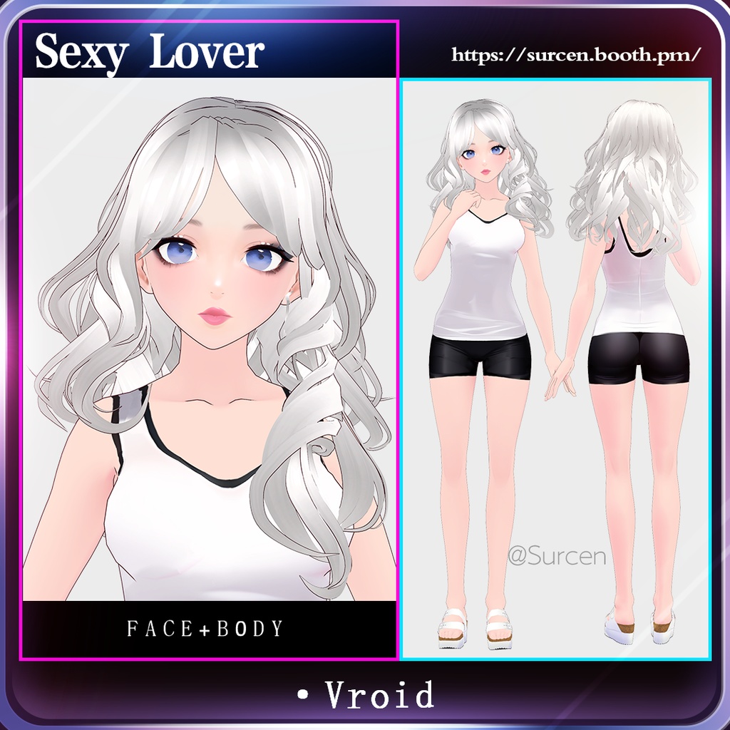 [Vroid] セクシーな長い髪の姉 / Vroid girl hair with face