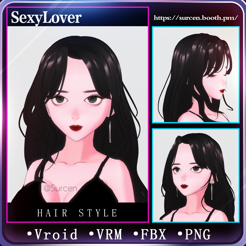 【Vroid+FBX】セクシーな長い髪の姉 / Vroid girl hair / 御姐妆容发型