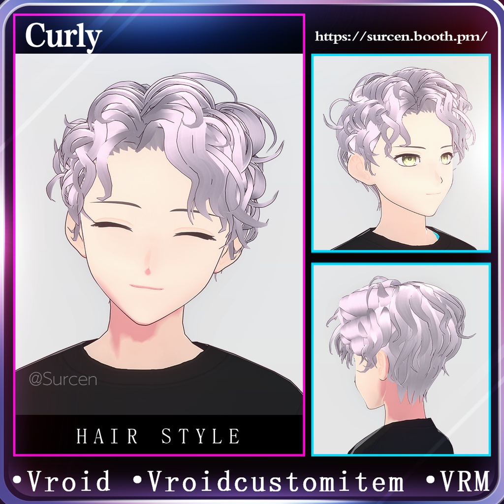 [Vroid] Curly hair preset / 男性カール 卷发