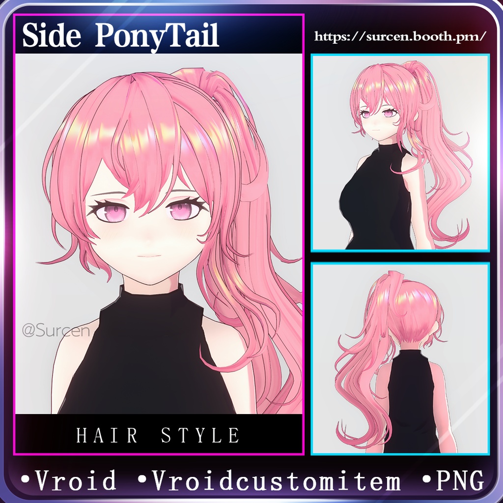 [Vroid] Side Ponytail hair preset with face