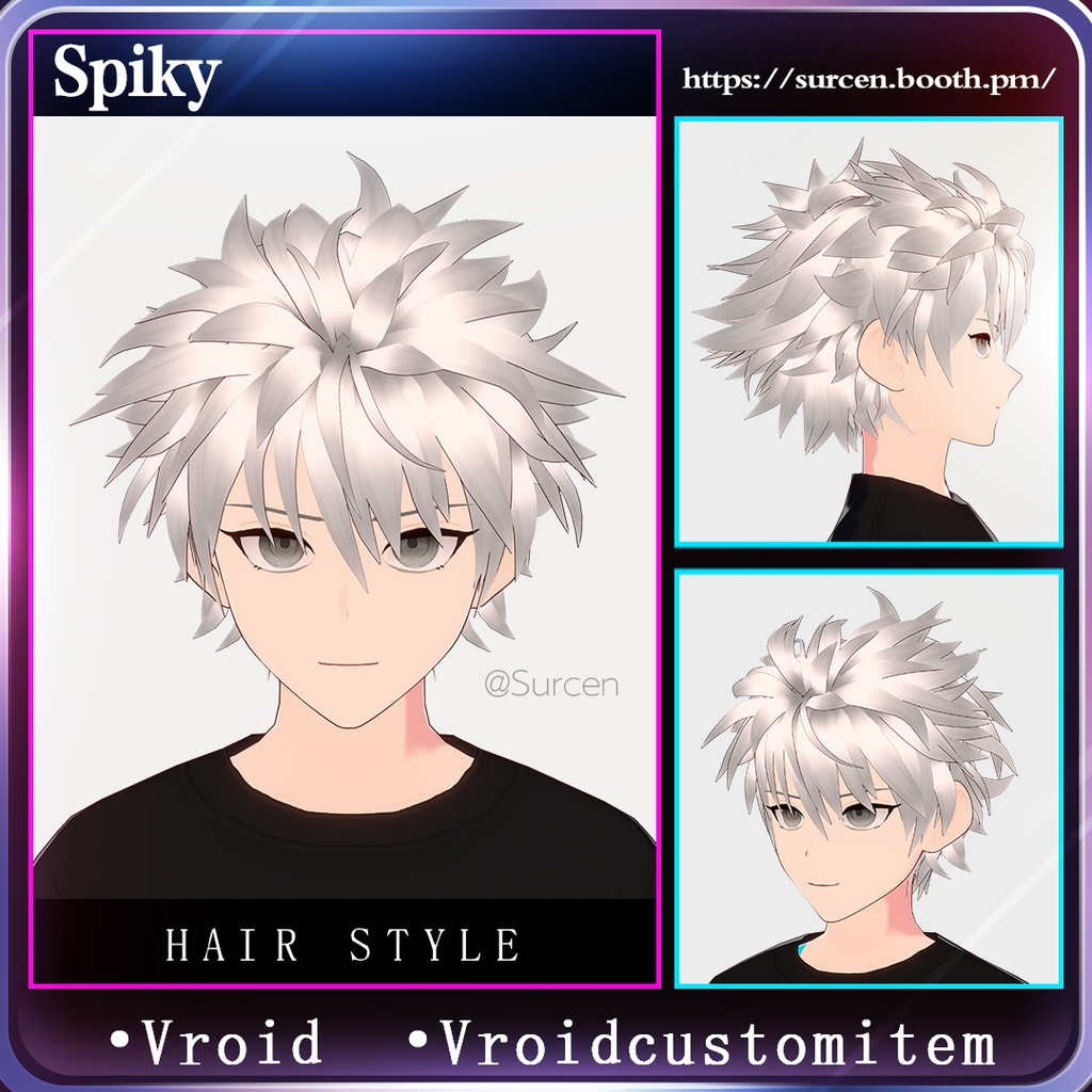 [Vroid] Spikey boy hair preset (先端のとがった髪) 刺猬尖刺髪型