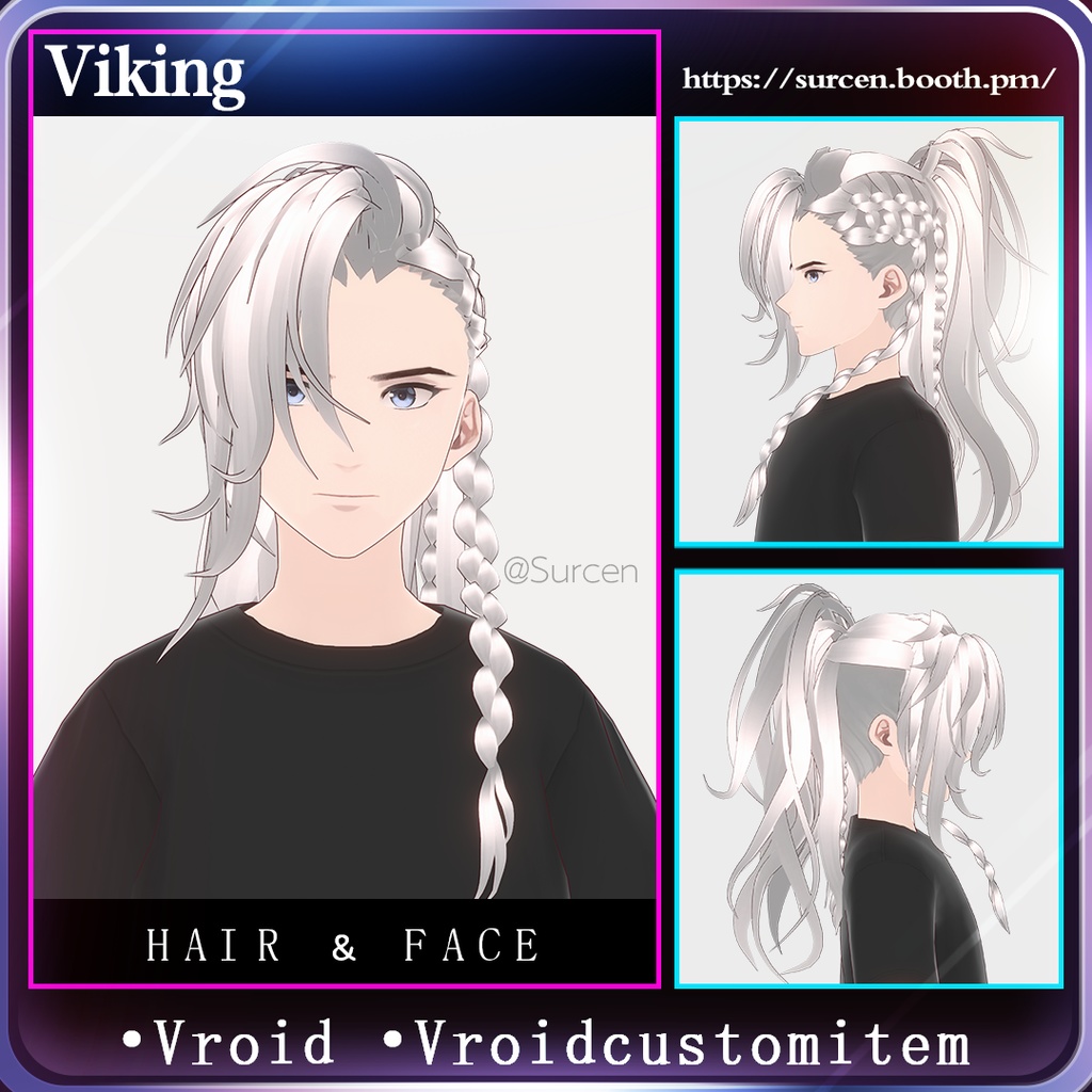 [Vroid] Viking hairstyle / Side and half shaved hairstyle