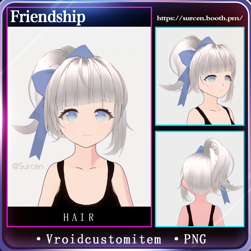 [Vroid] High short ponytail with ribbon