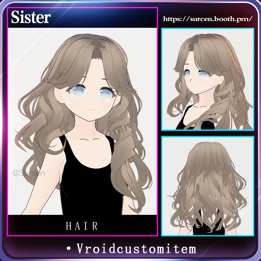 [Vroid] Wave hair / korean girl hairstyle / gentle girl hair preset ナチュラルヘルシーウェーブヘア