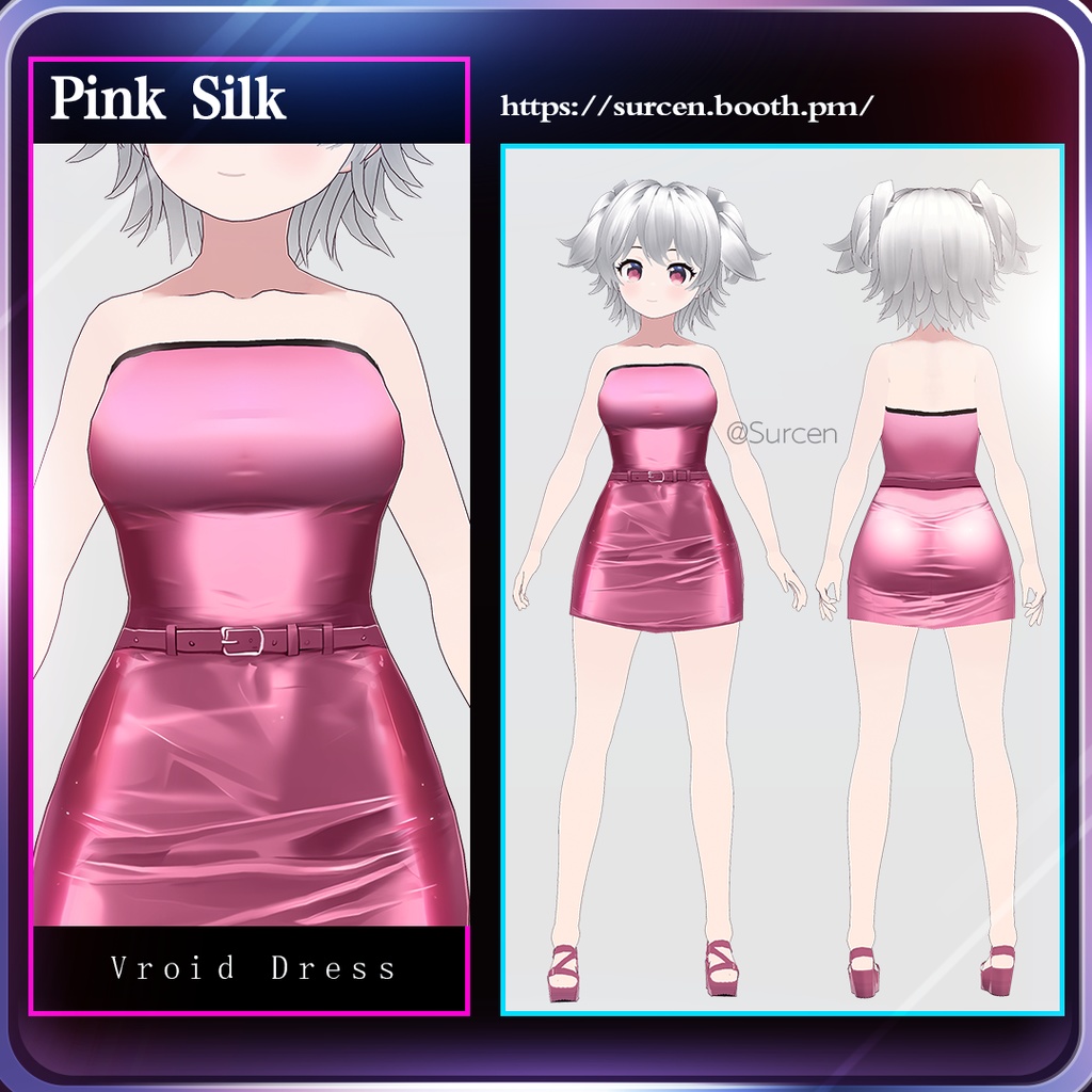 [Vroid] Pink Silk Pencil Skirt