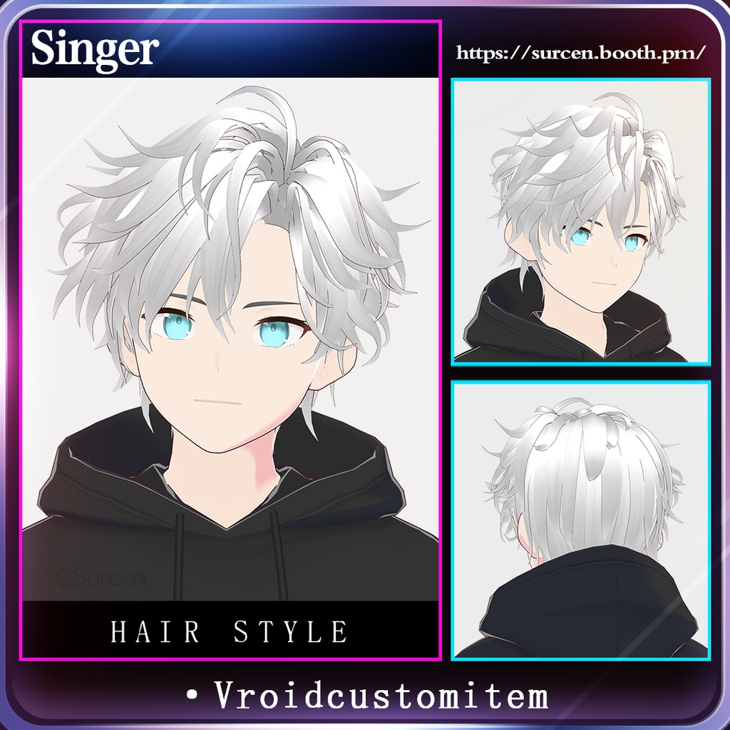 [Vroid] Boy hair preset/ wave short hair/ Singer