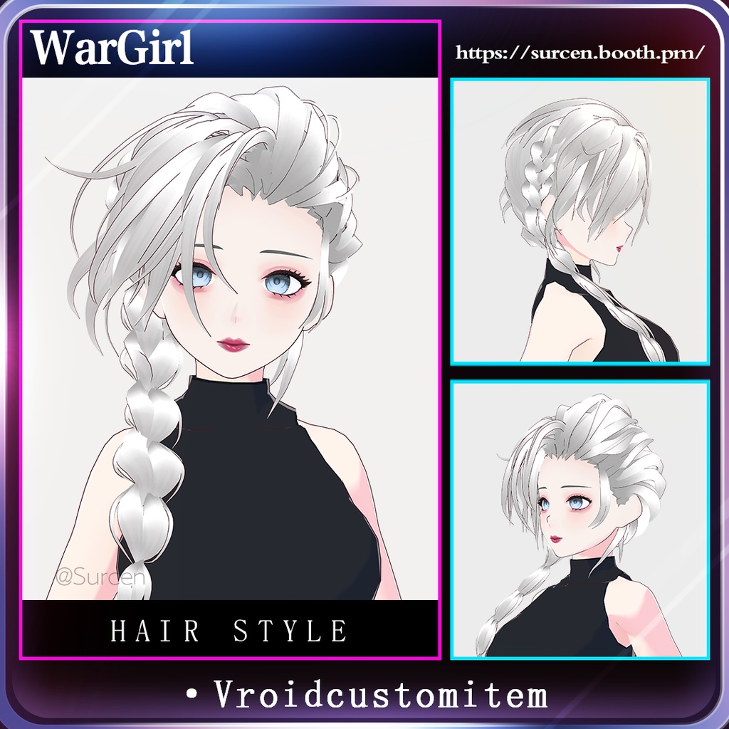 [Vroid] Girl hair preset/ Cool hair/ Braid hair/ Warrior Girl