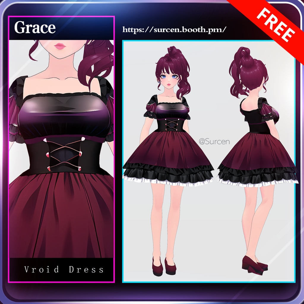 [无料][Vroid] Free Dress / Lolita / Midnight Princess