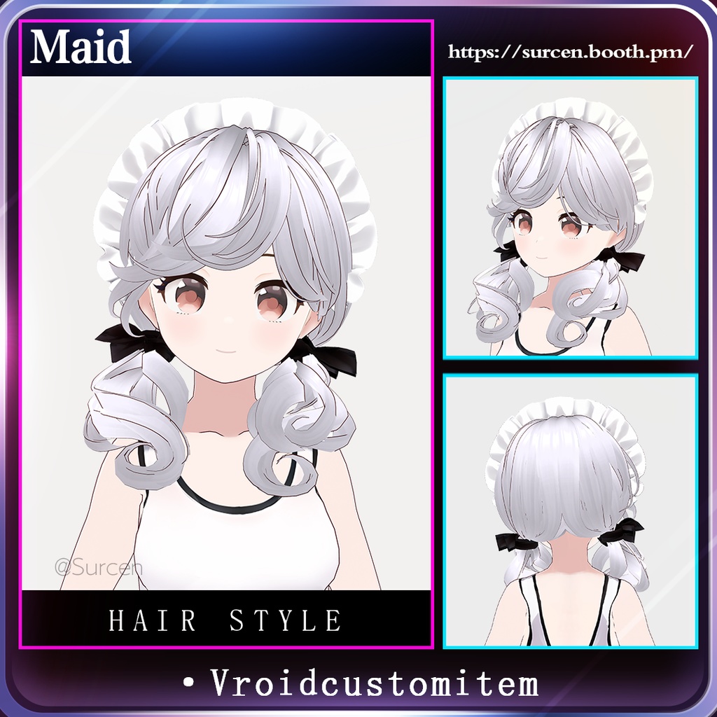 [Vroid] Girl hair preset / Curly hair / Maid hair × 3 / Low twintails