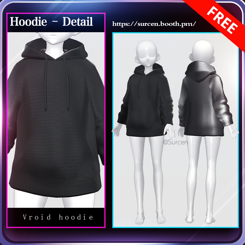 无料][Vroid] Free black hoodie × 2 - Surcen - BOOTH